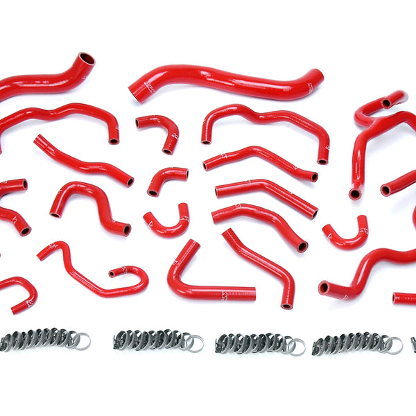 HPS Performance High Temp Reinforced Silicone Radiator and Heater Coolant Hose Kit Red 57-1670-RED