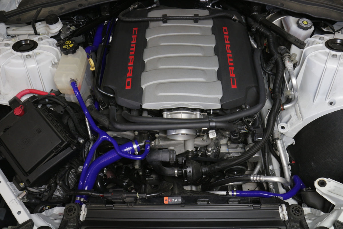 HPS Performance High-Temp Reinforced Silicone Radiator and Heater Coolant Hose Kit (Blue) - Chevy Camaro SS Coupe (2016-2017)