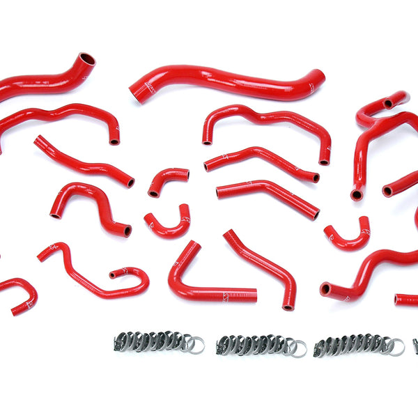 HPS Performance High Temp Reinforced Silicone Radiator and Heater Coolant Hose Kit Red 57-1709-RED