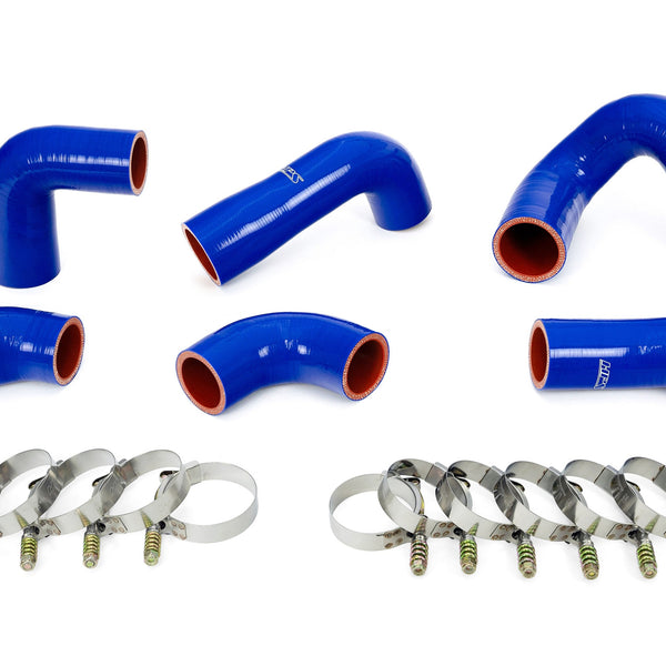 HPS Performance Silicone Transmission Oil Cooler Coolant Hose Kit Mack Trucks 2007-2016 MP7 Engine Replace OE Part # 22882156  21251570  21548313  21794132  21794129  21209748 Blue 57-1720-BLUE