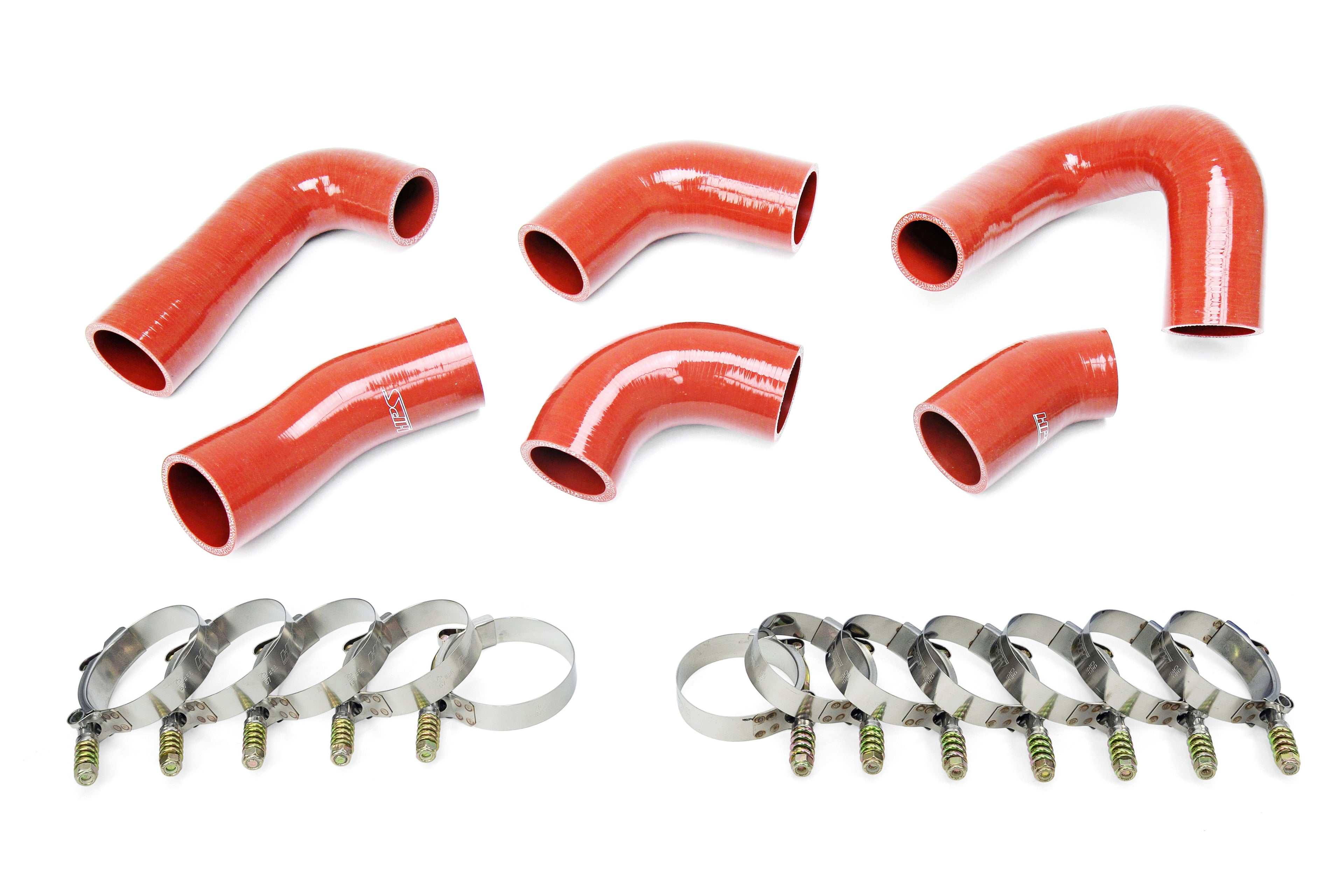HPS Performance Silicone Transmission Oil Cooler Coolant Hose Kit Mack Trucks 2007-2016 MP7 Engine Replace OE Part # 22882156  21251570  21548313  21794132  21794129  21209748 Orange 57-1720