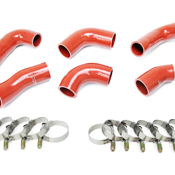 HPS Performance Silicone Transmission Oil Cooler Coolant Hose Kit Mack Trucks 2007-2016 MP7 Engine Replace OE Part # 22882156  21251570  21548313  21794132  21794129  21209748 Orange 57-1720