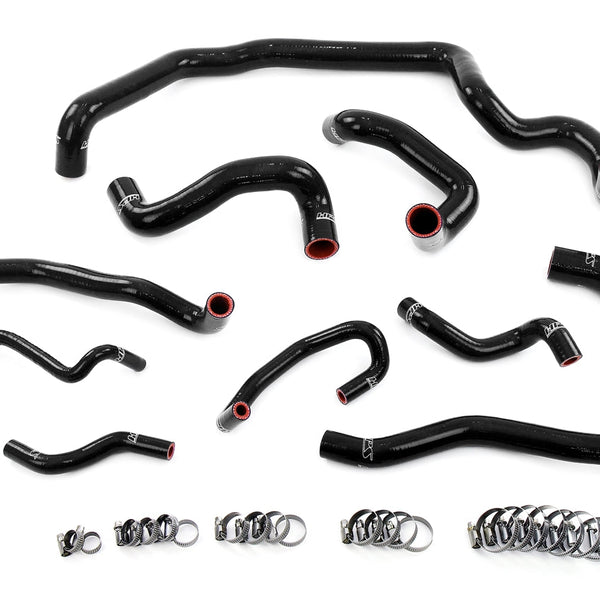 HPS Performance High Temp Reinforced Silicone Radiator Heater Water Pump and Expansion Tank Coolant Hose Kit Black 57-1995-BLK