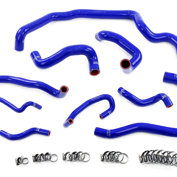 HPS Performance High Temp Reinforced Silicone Radiator Heater Water Pump and Expansion Tank Coolant Hose Kit Blue 57-1995-BLUE