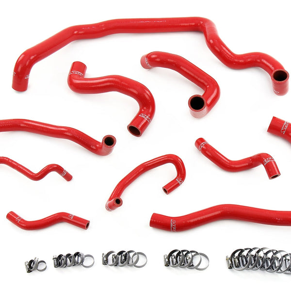 HPS Performance High Temp Reinforced Silicone Radiator Heater Water Pump and Expansion Tank Coolant Hose Kit Red 57-1995-RED