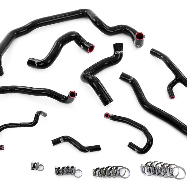 HPS Performance High Temp Reinforced Silicone Radiator Heater Water Pump and Expansion Tank Coolant Hose Kit Black 57-1997-BLK