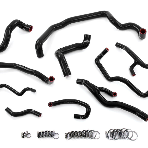 HPS Performance High Temp Reinforced Silicone Radiator Heater Water Pump and Expansion Tank Coolant Hose Kit Black 57-1998-BLK