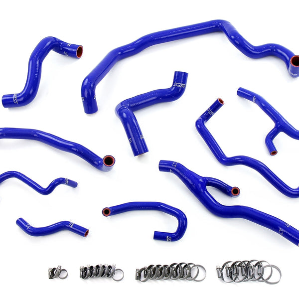 HPS Performance High Temp Reinforced Silicone Radiator Heater Water Pump and Expansion Tank Coolant Hose Kit Blue 57-1998-BLUE