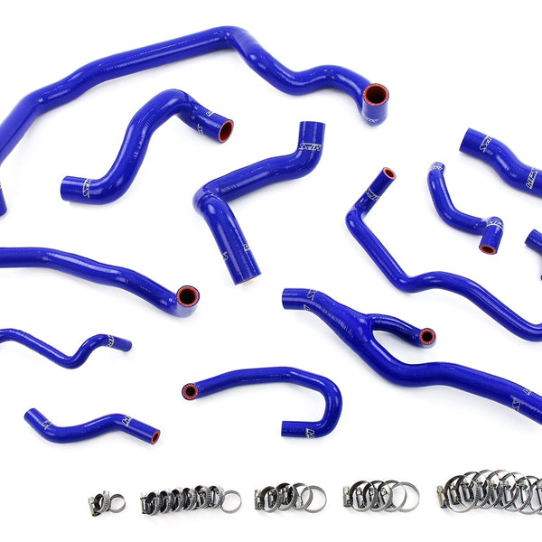 HPS Performance High Temp Reinforced Silicone Radiator Heater Water Pump and Expansion Tank Coolant Hose Kit Blue 57-2000-BLUE