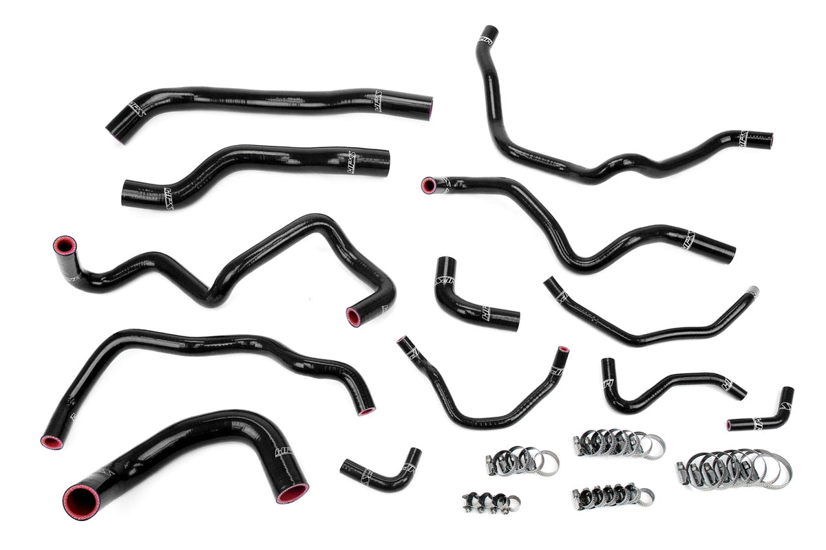 HPS Performance High Temp Reinforced Silicone Radiator and Heater Coolant Hose Kit Black 57-2004-BLK