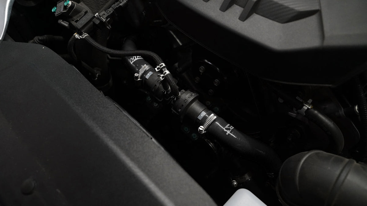 HPS Performance High-Temp Reinforced Silicone Breather BOV Hose Kit (Black) - Genesis G90 Twin / Genesis G80 Twin / Genesis G70 Twin / Kia Stinger Twin / Kia K900 Twin - (2017-2022 / 2018-2020 / 2019-2024 / 2018-2023 / 2019-2020)
