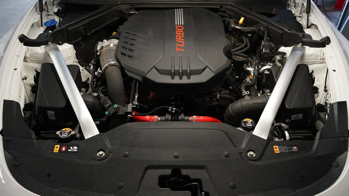 HPS Performance High-Temp Reinforced Silicone Breather BOV Hose Kit (Red) - Genesis G90 Twin / Genesis G80 Twin / Genesis G70 Twin / Kia Stinger Twin / Kia K900 Twin - (2017-2022 / 2018-2020 / 2019-2024 / 2018-2023 / 2019-2020)