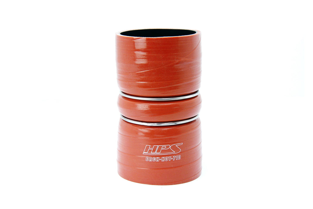 HPS Silicone Intercooler Boot Hose with Clamps, Orange, 57-2239, replace OEM part # 3C34-6C640-CA, 3C34-6C640-DA