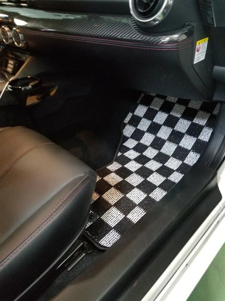 Phase 2 Motortrend (P2M) Checkered Flag Carpet Floor Mats - Fiat 124