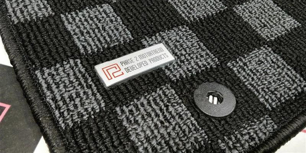 Phase 2 Motortrend (P2M) Checkered Flag Carpet Floor Mats - Fiat 124