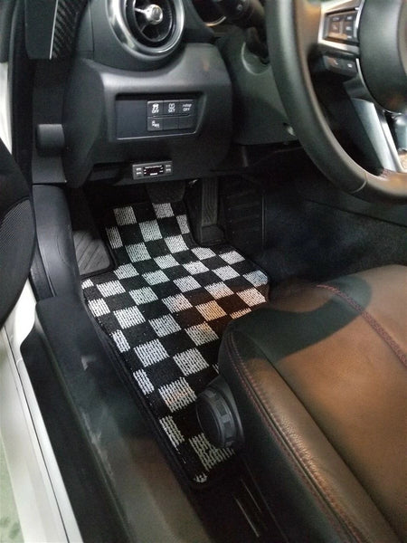 Phase 2 Motortrend (P2M) Checkered Flag Carpet Floor Mats - Fiat 124