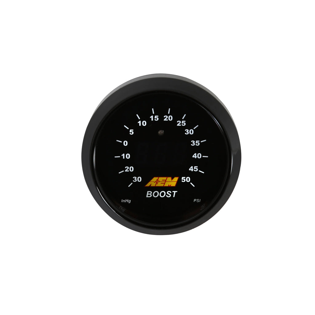 AEM Electronics 52MM Digital Electronic Hi Boost Gauge Meter Kit -30 to 50 PSI