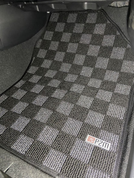 Phase 2 Motortrend (P2M) Checkered Carpet Race Floor Mats - Toyota Prius (XW60) (2023+)