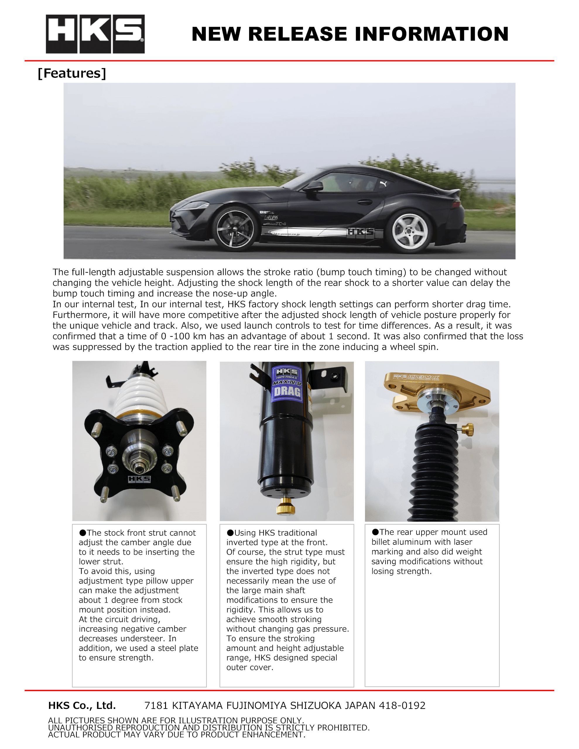 HKS Hipermax IV SP Drag DB42 Coilovers- Toyota GR Supra A90 (2019+)