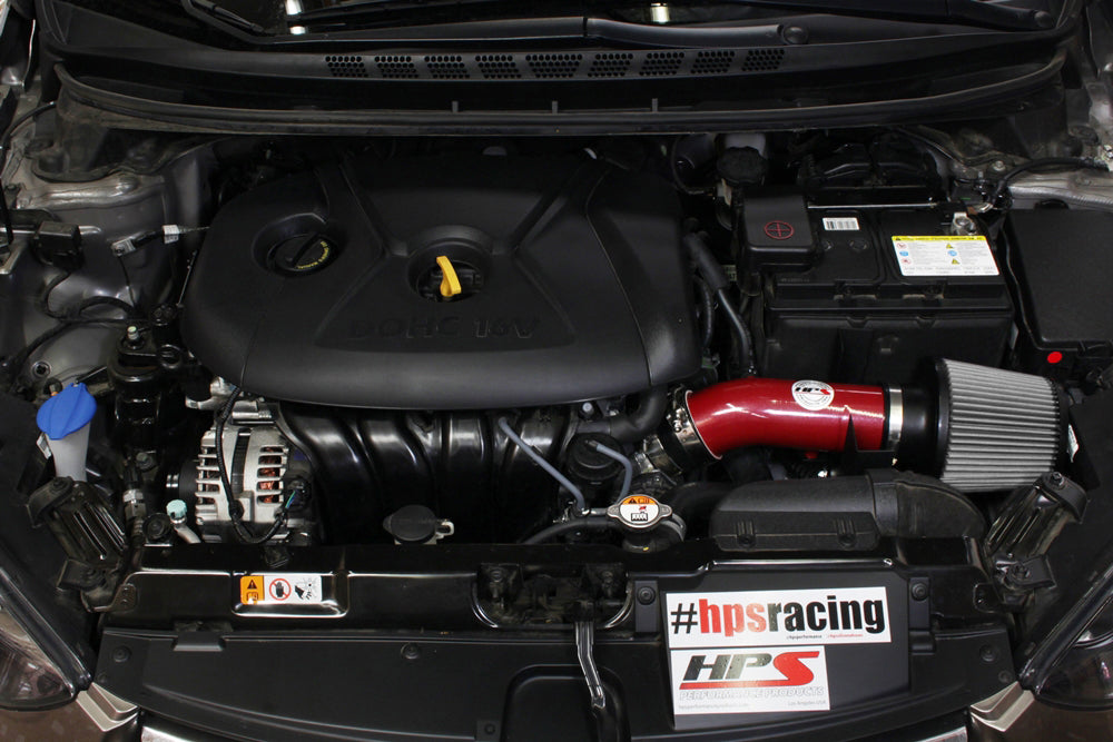 HPS Performance Air Intake Kit with Heat Shield, Red, 827-538R