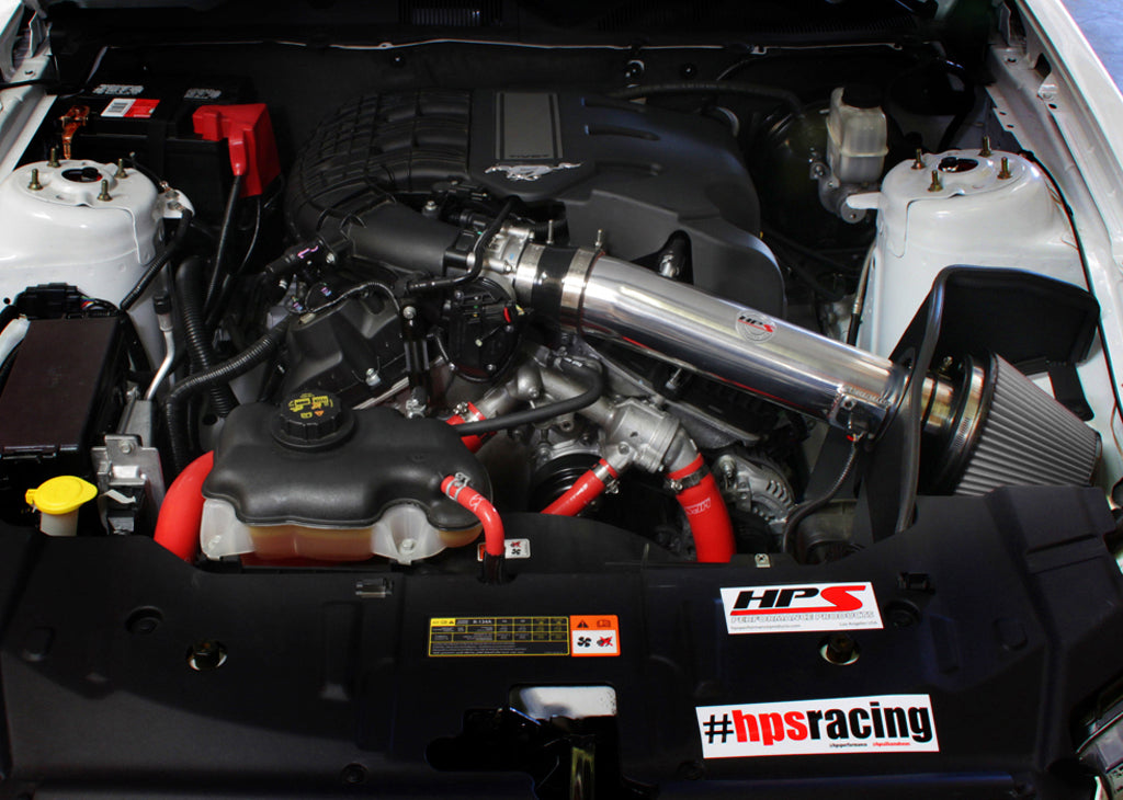 HPS Performance Air Intake Kit with Heat Shield (Red) - Ford Mustang - (2011-2014)
