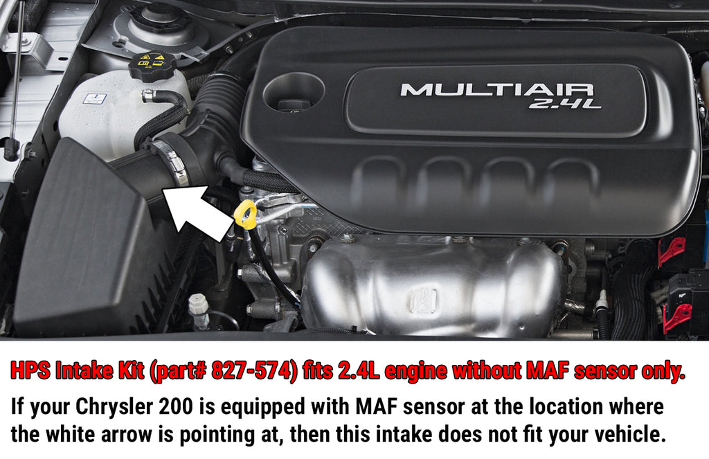 HPS Performance Air Intake Kit with Heat Shield (Polished) - Chrysler 200 without MAF sensor. This intake does not fit vehicle / Chrysler 200 without MAF sensor - (2015-2017)