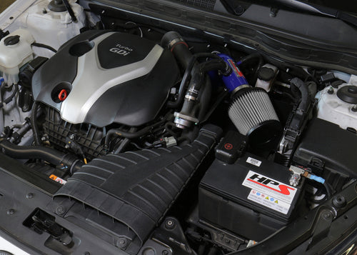 HPS Performance Air Intake Kit with Heat Shield, Blue, 827-587BL