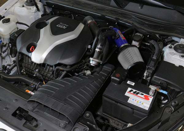 HPS Performance Air Intake Kit with Heat Shield, Blue, 827-587BL
