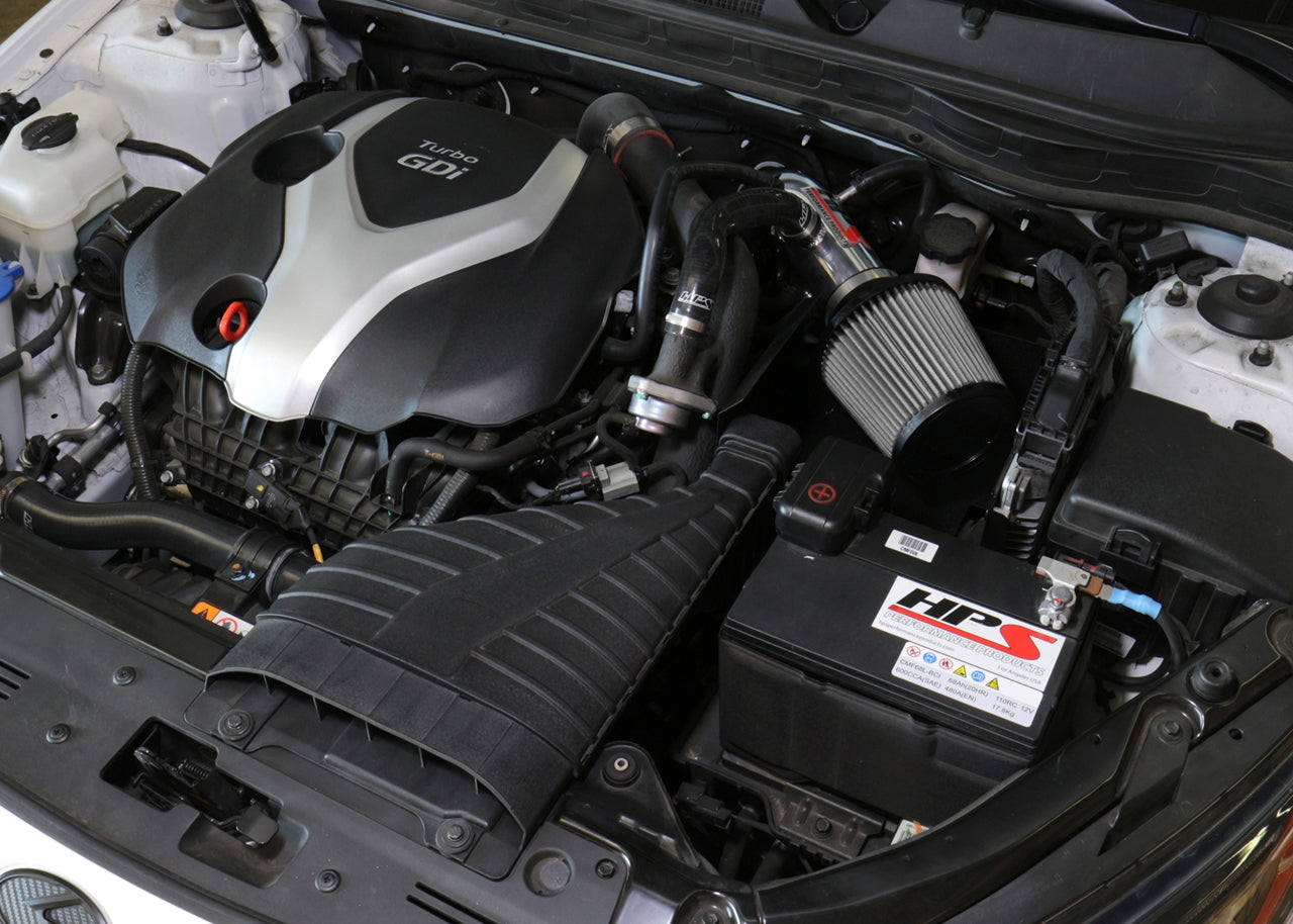 HPS Performance Air Intake Kit with Heat Shield (Polished) - Hyundai Sonata / Kia Optima - (2011-2014 / 2011-2015)