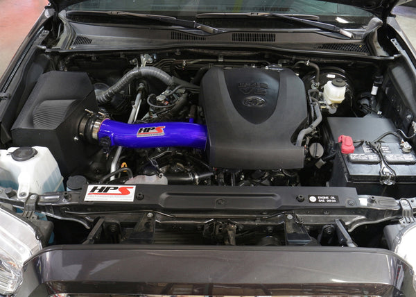 HPS Performance Air Intake Kit with Heat Shield, Blue, 827-595BL