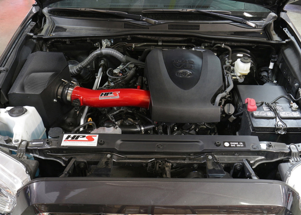 HPS Performance Air Intake Kit with Heat Shield (Red) - Toyota Tacoma - (2016-2023)