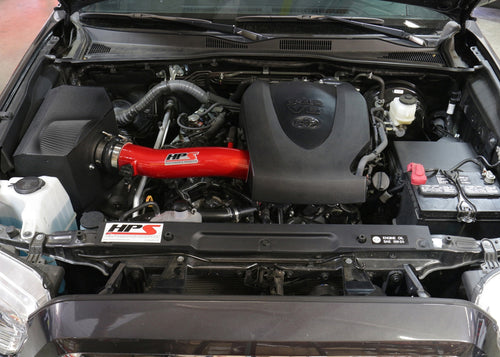 HPS Performance Air Intake Kit with Heat Shield, Red, 827-595R