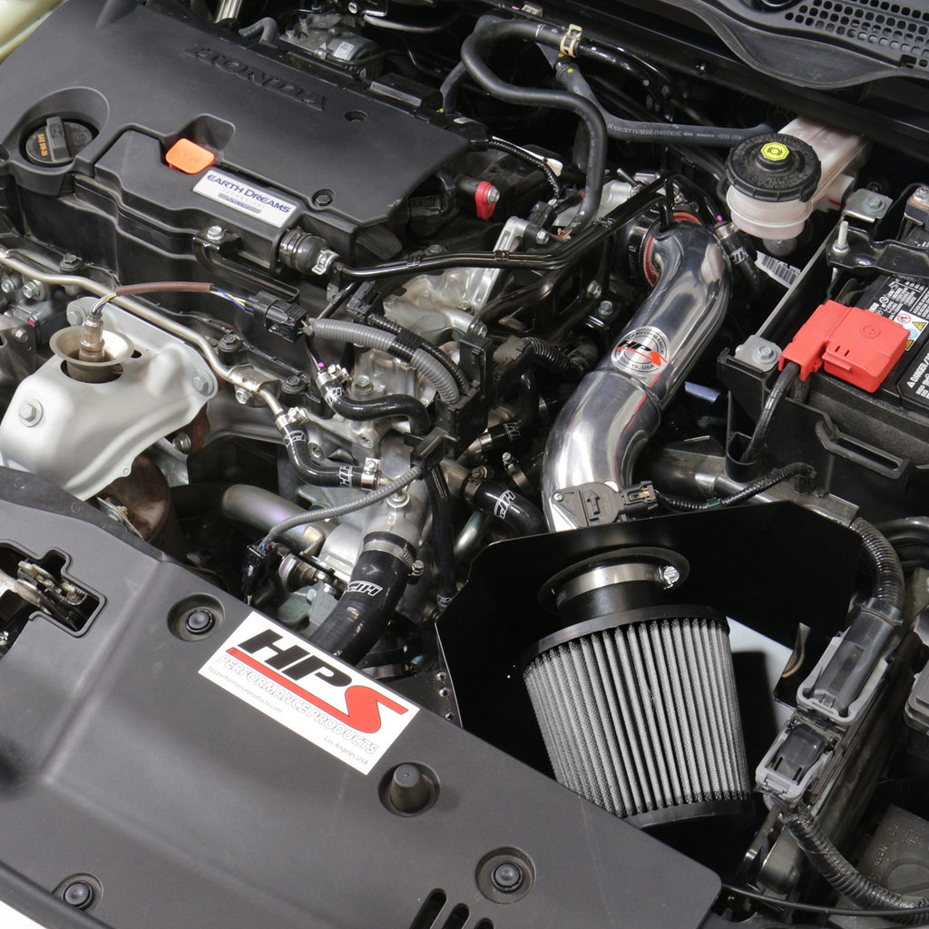 HPS Performance Air Intake Kit with Heat Shield (Red) - 10th Gen Honda Civic Non . / Honda Civic Non - (2016-2019 / 2016-2021)