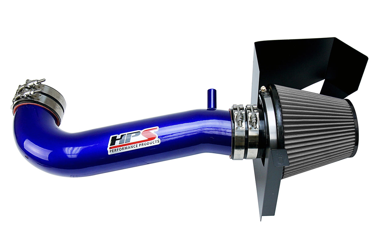 HPS Performance Air Intake Kit with Heat Shield Blue 827-600BL