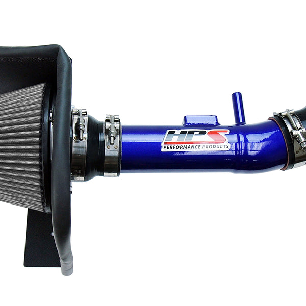HPS Performance Air Intake Kit with Heat Shield Blue 827-611BL