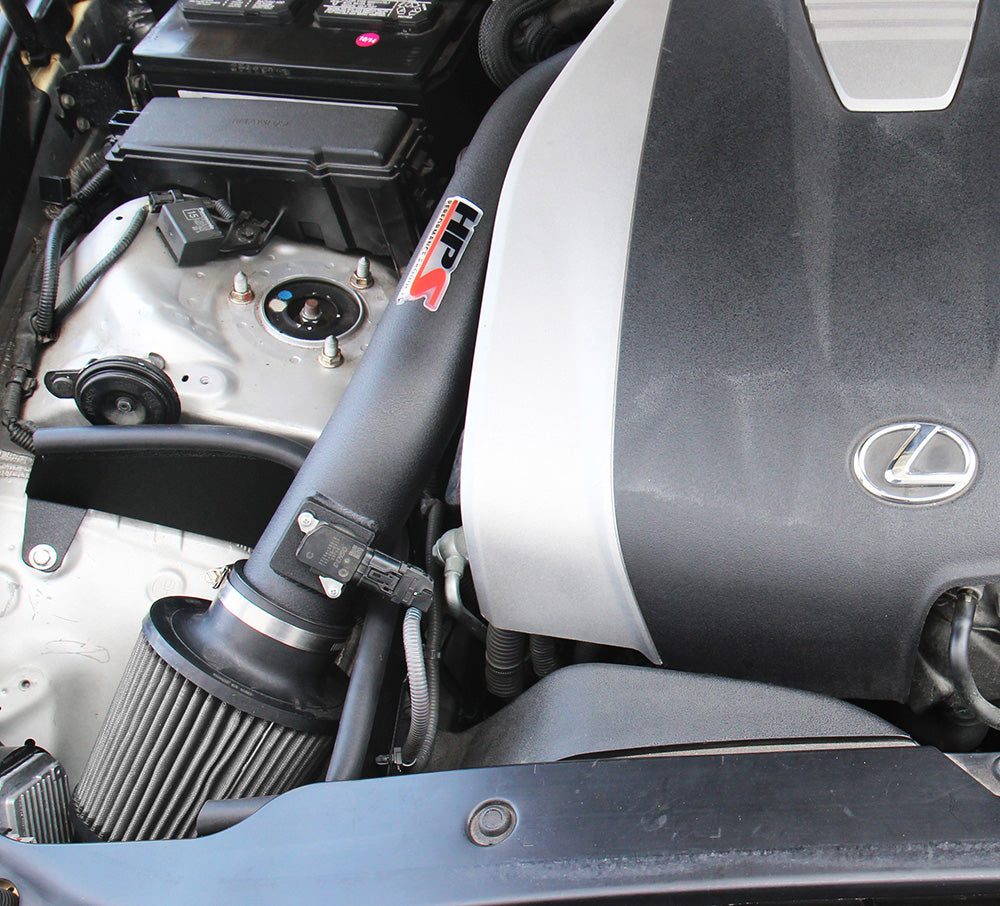 HPS Performance Wrinkle Black Short Ram Air Intake w/ Heat Shield - Lexus IS250 / Lexus IS350 - (2014-2015 / 2014-2020)