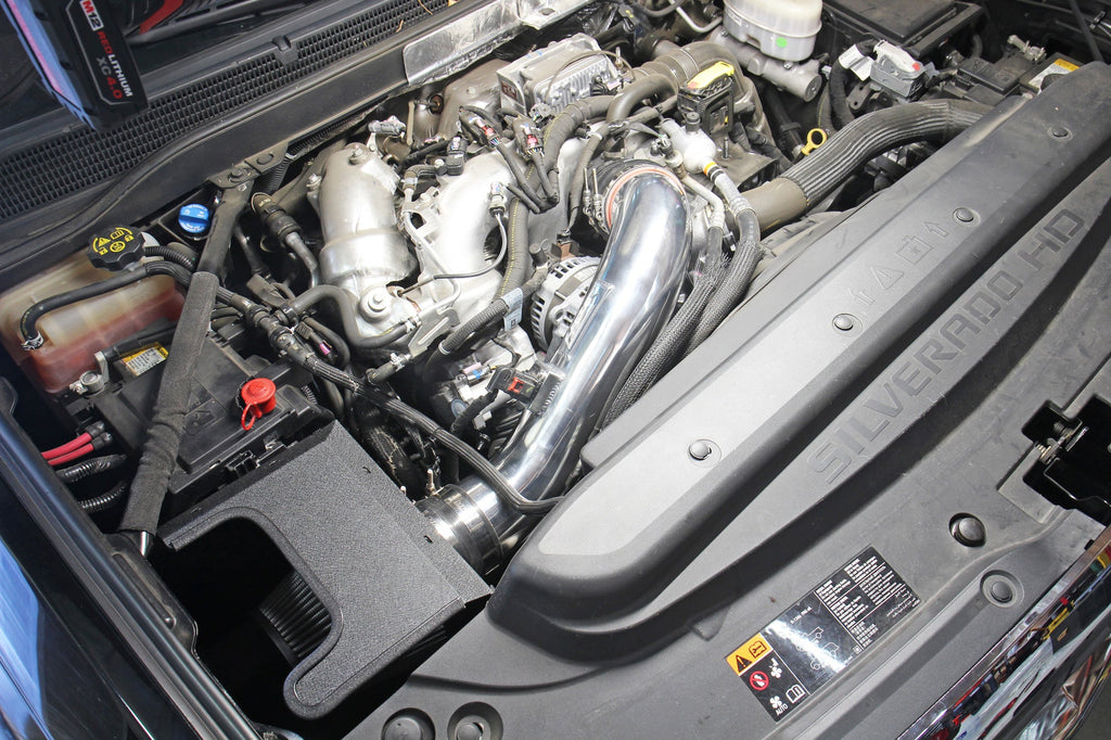 HPS Performance Air Intake Kit with Heat Shield (Polished) - Chevrolet Silverado 2500 HD Duramax L5P / Chevrolet Silverado 3500 HD Duramax L5P / GMC Sierra 2500 HD Duramax L5P / GMC Sierra 3500 HD Duramax L5P - (2017-2019)