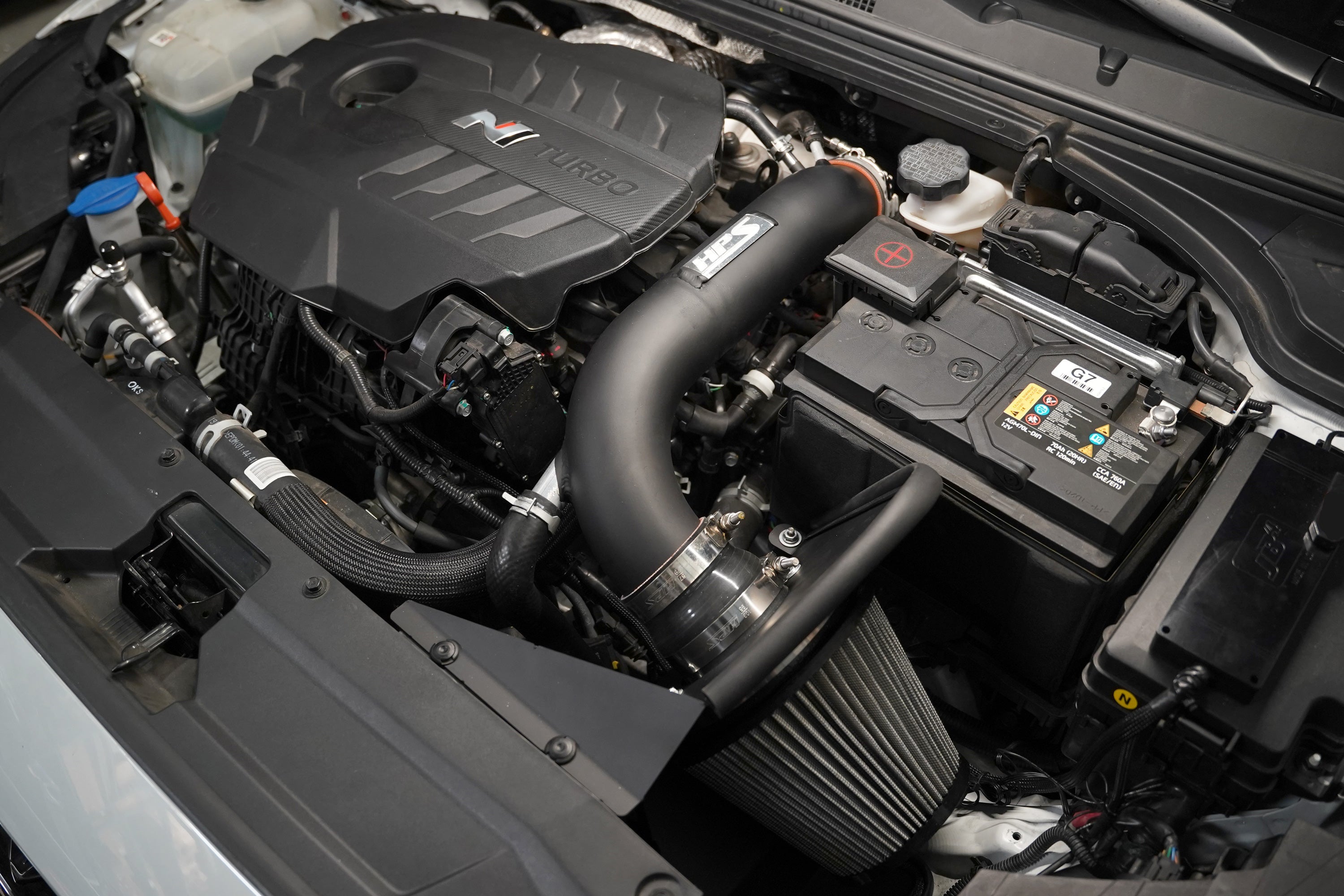 HPS Performance Air Intake Kit with Heat Shield (Blue) - Hyundai Veloster N - (2019-2022)