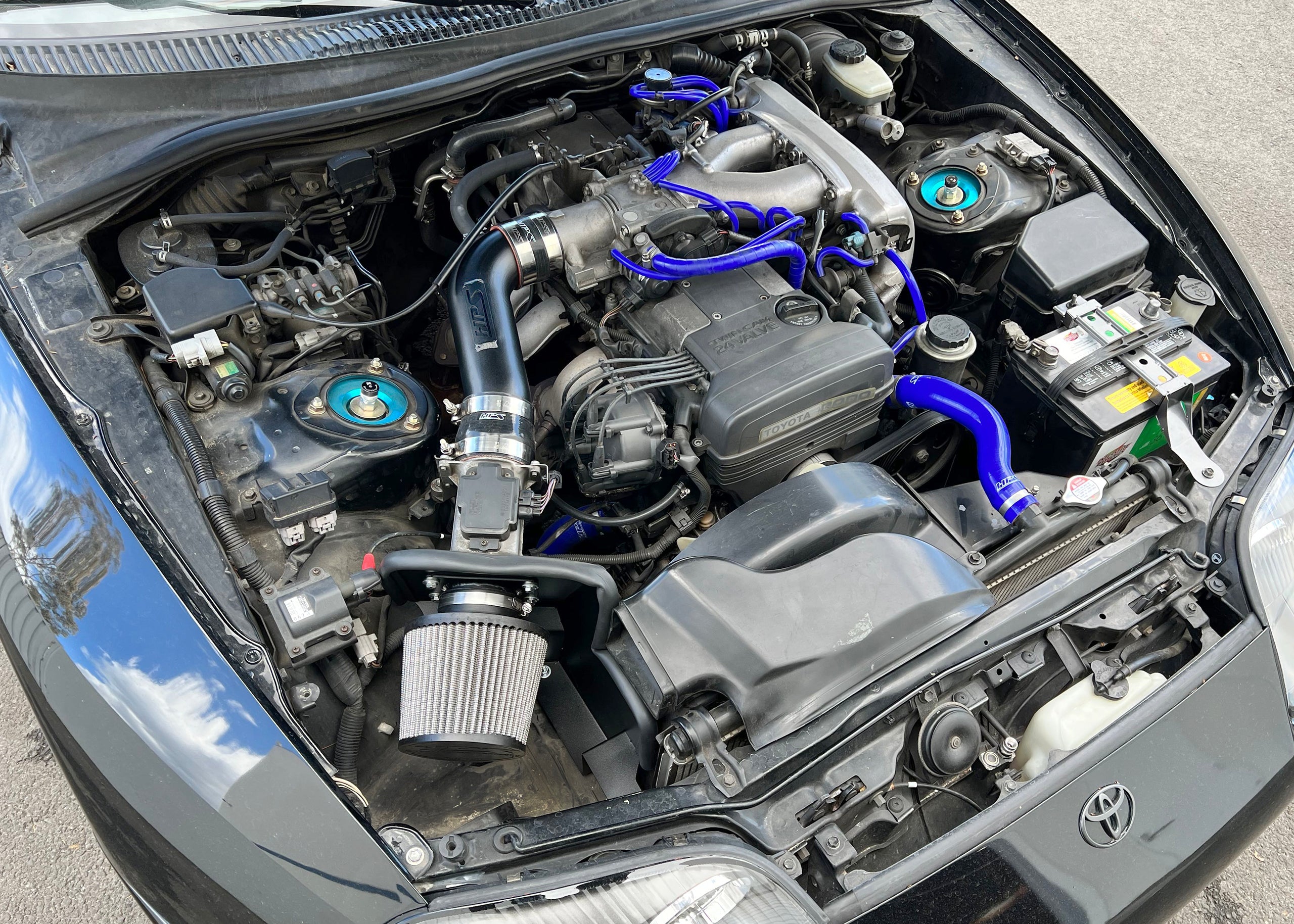 HPS Performance Air Intake Kit with Heat Shield (Blue) - Toyota Supra Non 2JZGE - (1993-1996)