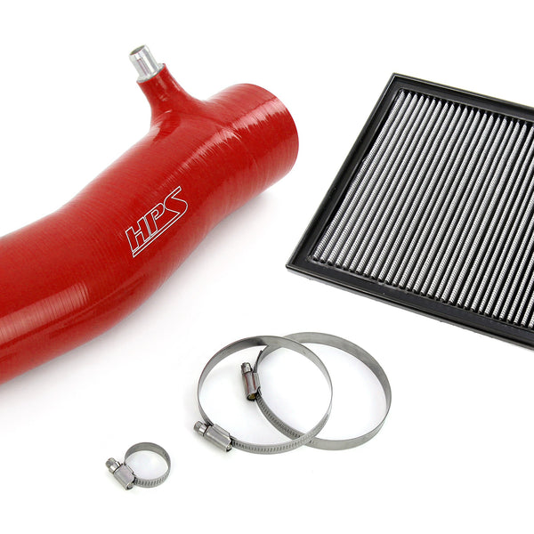 HPS Performance Silicone Air Intake Kit with Drop in Air Filter Red 827-723R
