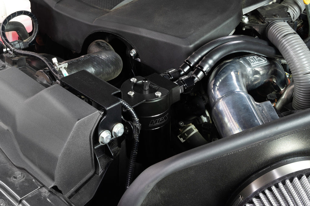 HPS Performance Billet Aluminum Oil Catch Can Kit, Black, 860-003WB