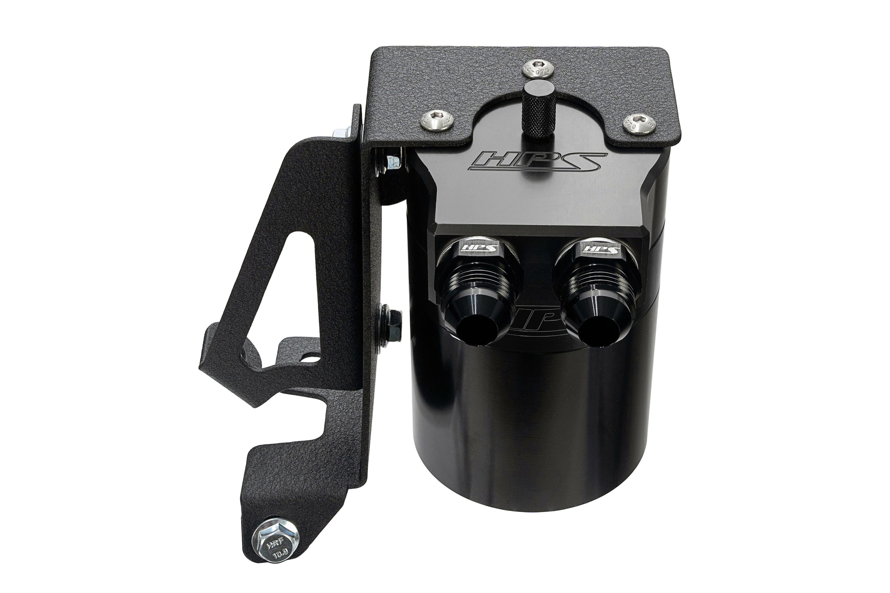 HPS Performance Billet Aluminum Oil Catch Can Kit, Black, 860-005WB