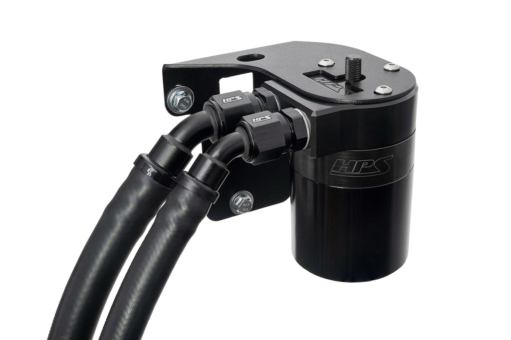 HPS Performance Billet Aluminum Oil Catch Can Kit, Black, 860-007WB