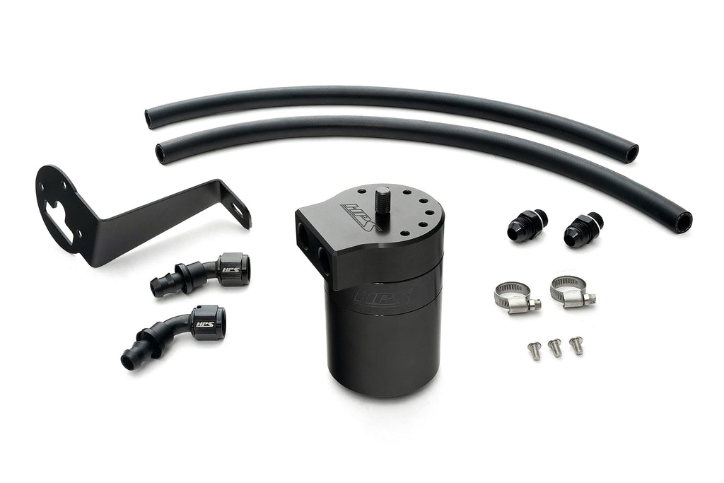 HPS Performance Billet Aluminum Oil Catch Can Kit, Black, 860-008WB