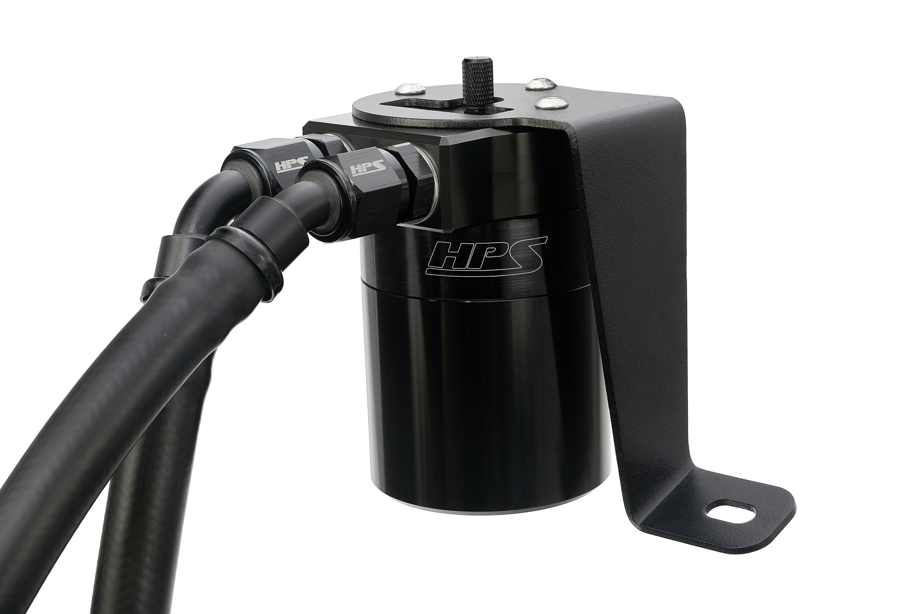 HPS Performance Billet Aluminum Oil Catch Can Kit, Black, 860-008WB