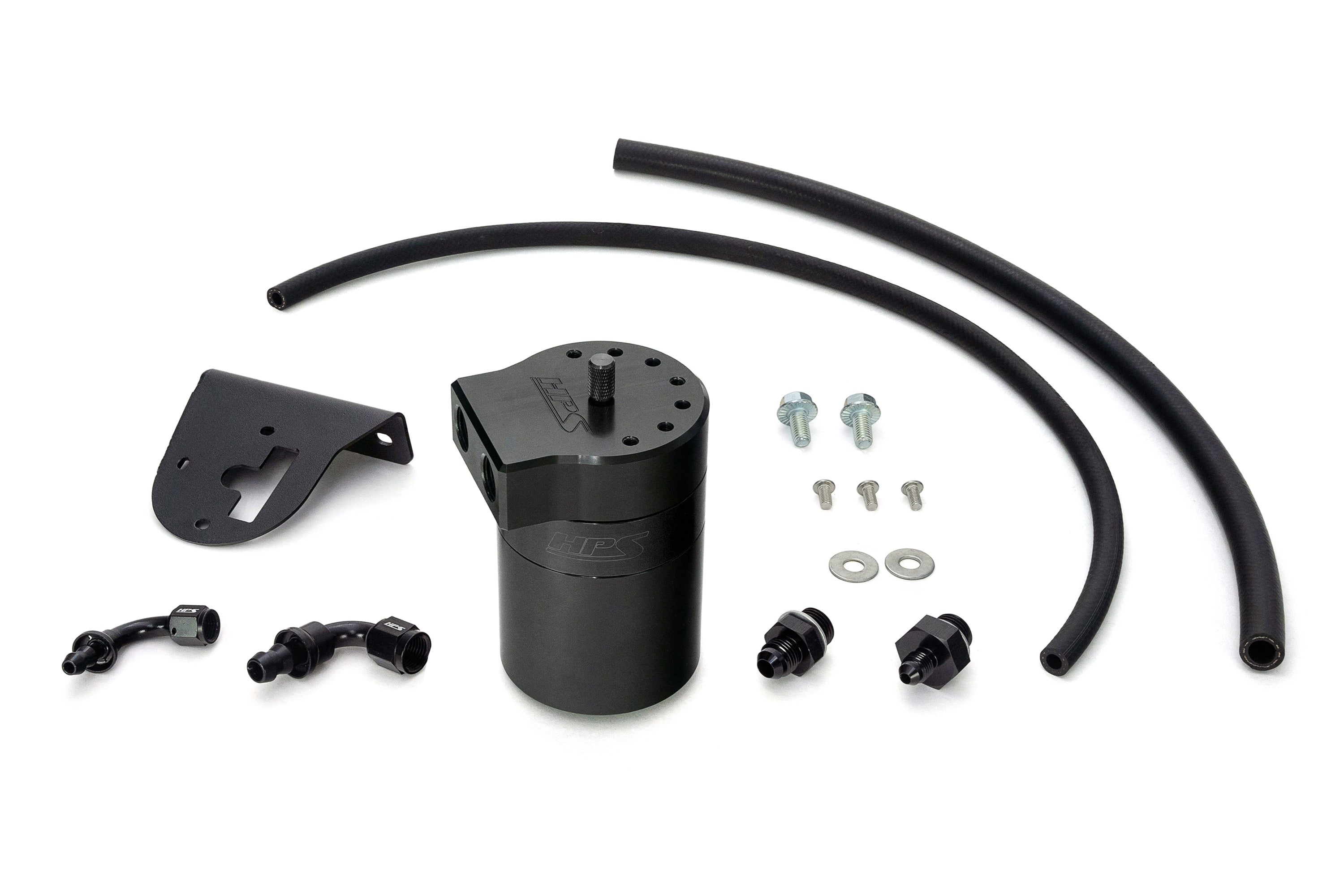 HPS Performance Billet Aluminum Oil Catch Can Kit, Black, 860-010WB