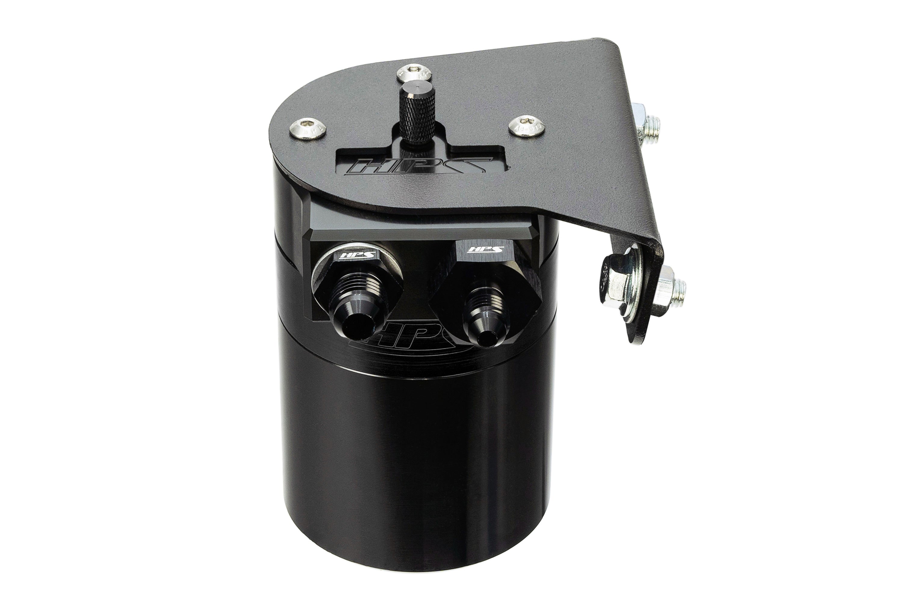 HPS Performance Billet Aluminum Oil Catch Can Kit, Black, 860-010WB