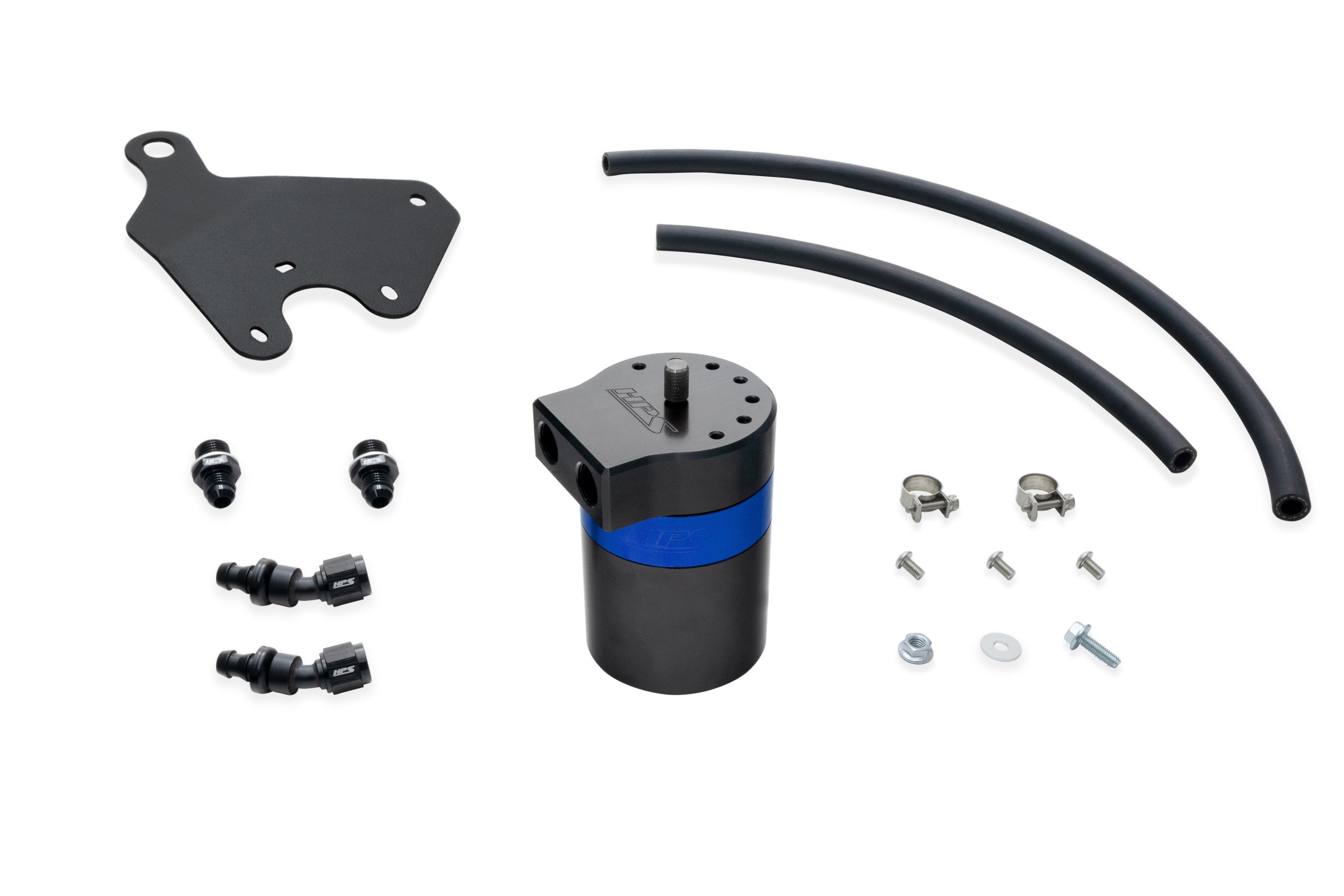 HPS Performance Billet Aluminum Oil Catch Can Kit, Blue, 860-011BL