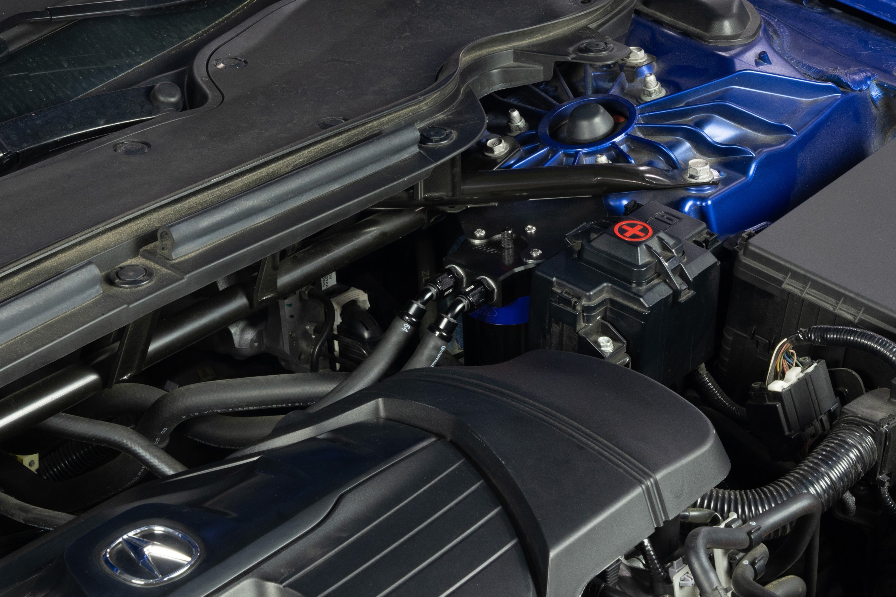 HPS Performance Billet Aluminum Oil Catch Can Kit, Blue, 860-011BL