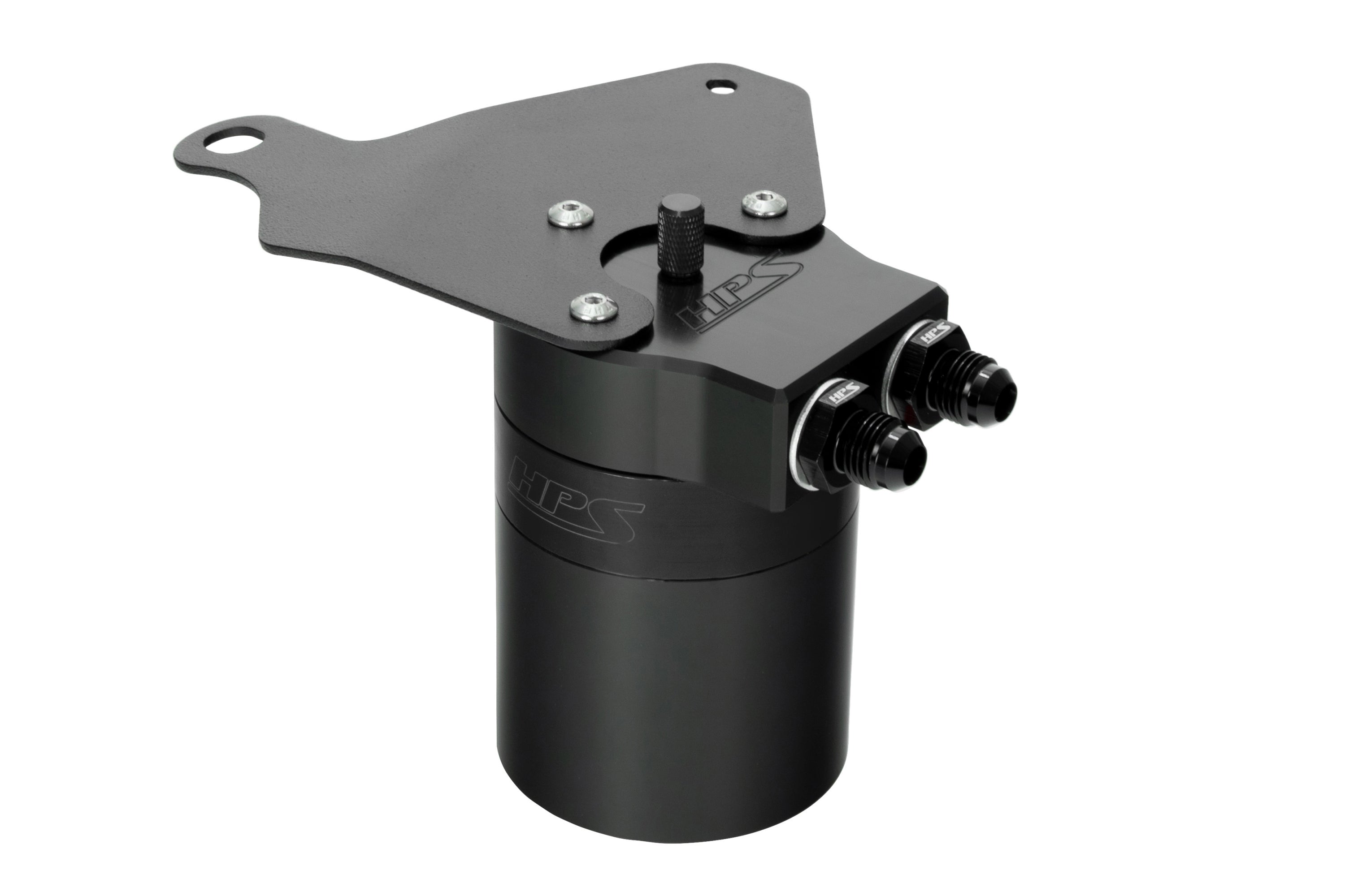HPS Performance Billet Aluminum Oil Catch Can Kit, Black, 860-011WB